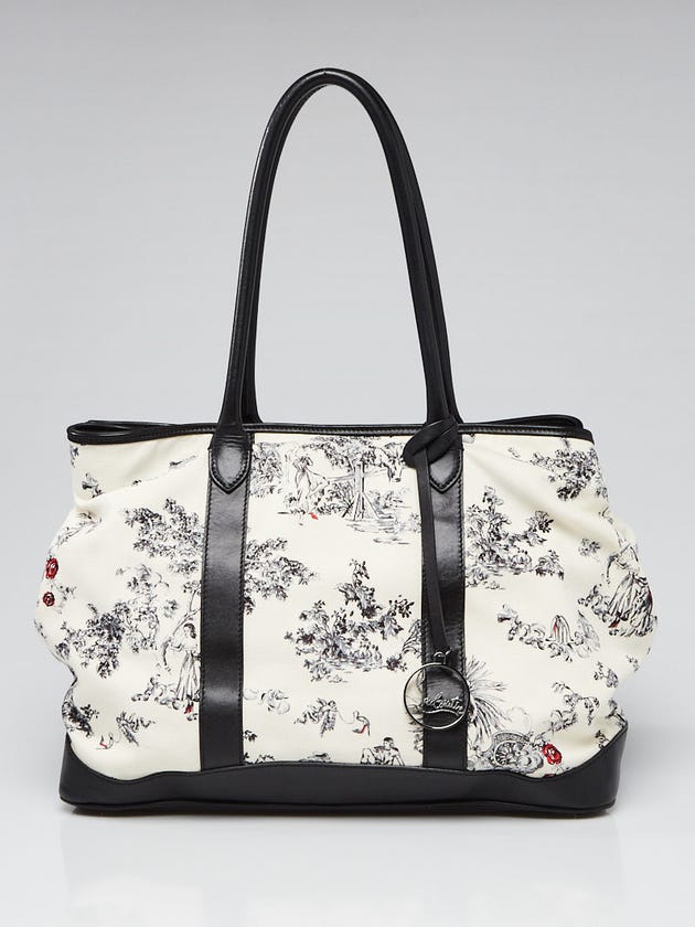 Christian Louboutin Black/White Printed Toile Canvas Tote Bag
