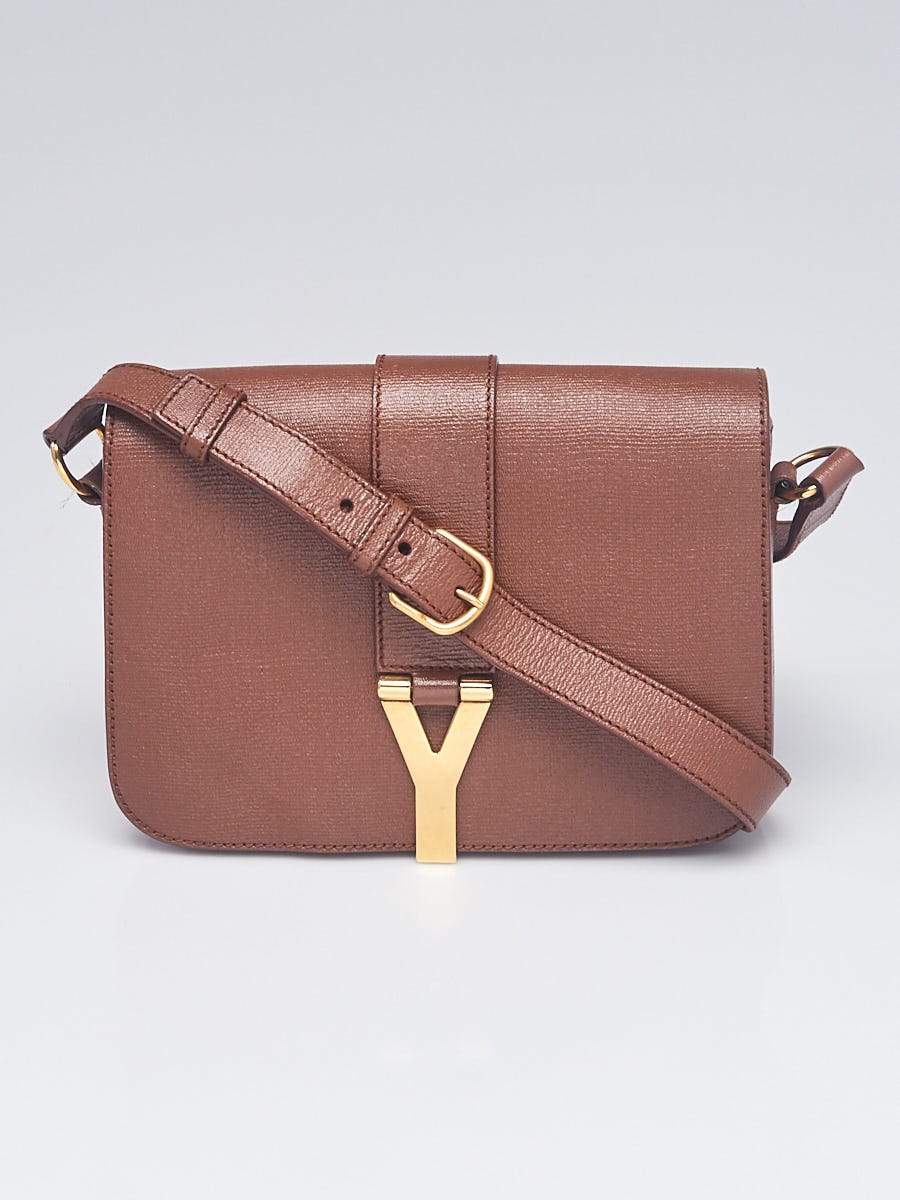 Yves Saint Laurent Brown Grained Calfskin Leather Medium ChYc Flap