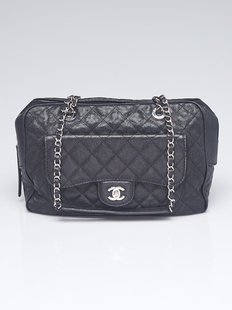 Chanel Black Camera Bag of Quilted Lambskin Leather with Gold