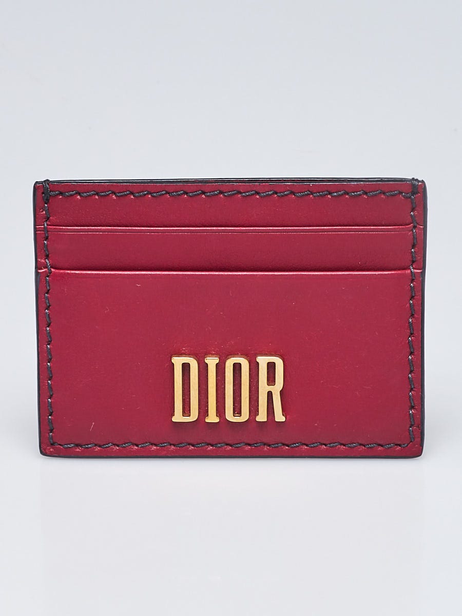 Christian Dior Burgundy Leather D-Fence Card Holder Wallet