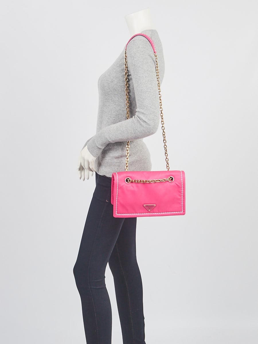 PRADA Tessuto Soft Nylon Chain Bag Fuxia 1226390