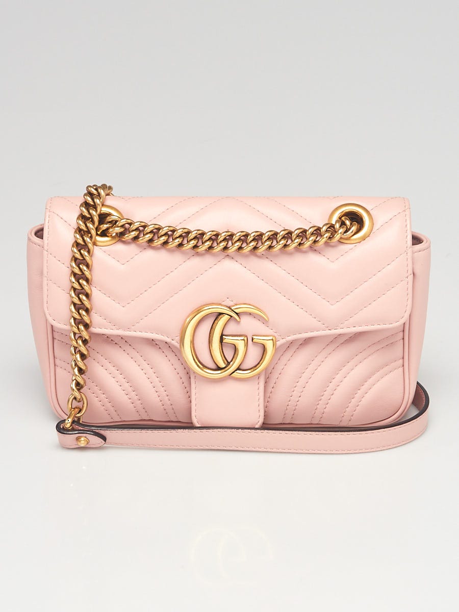 Pink Quilted Leather Marmont Mini Shoulder Bag