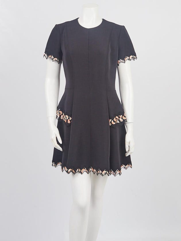 Louis Vuitton Black Silk/Wool Short Sleeve Dress Size 4/38