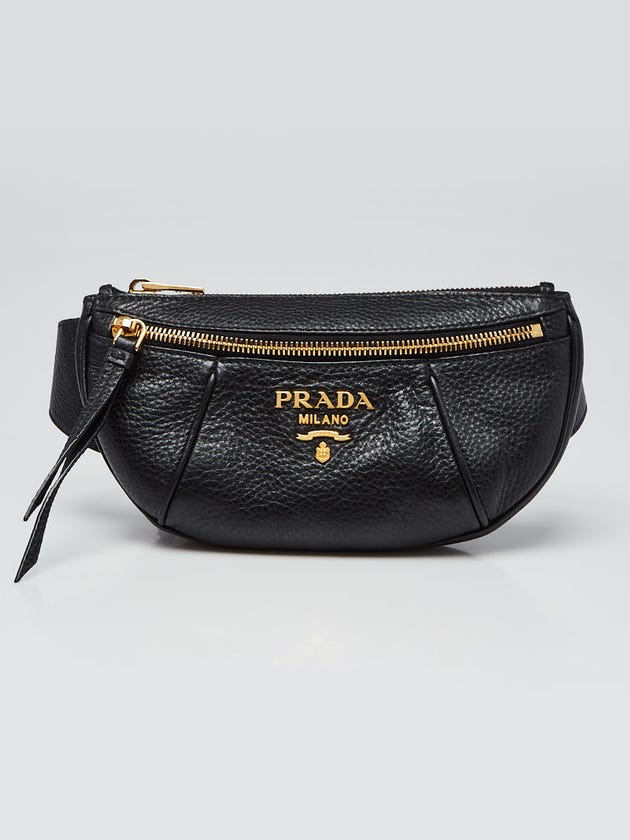 Prada Black Vitello Daino Leather Belt Bag 1BL008