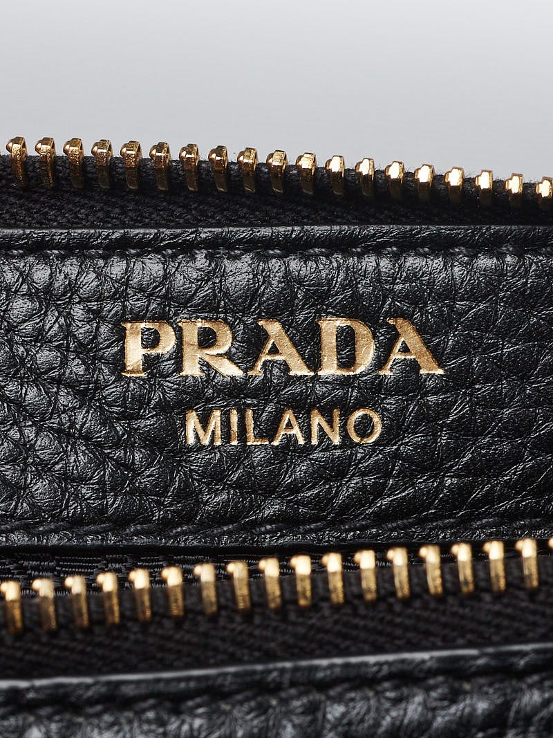Prada Vitello Daino Pebbled Leather Belt Bag in Black