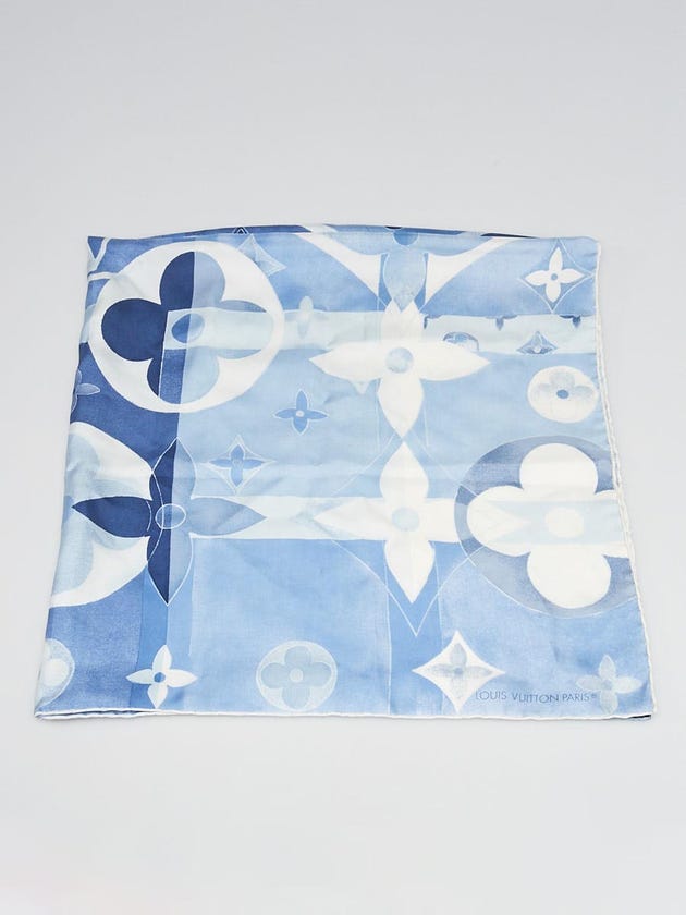 Louis Vuitton Blue Silk Fleurs Square Scarf