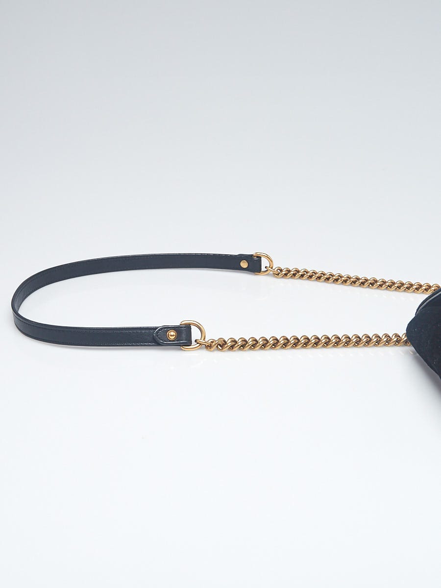 Gucci Black Velvet Embroidered Medium Marmont Bag | Yoogi's
