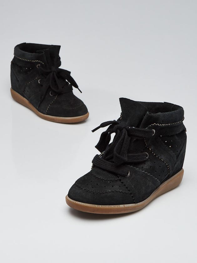 Isabel Marant Black Suede Bobby Sneaker Wedges Size 5.5/36