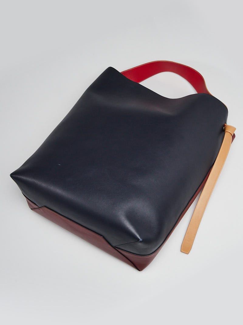 Celine Red/Blue Smooth Leather Oversized Cabas Twisted Tote