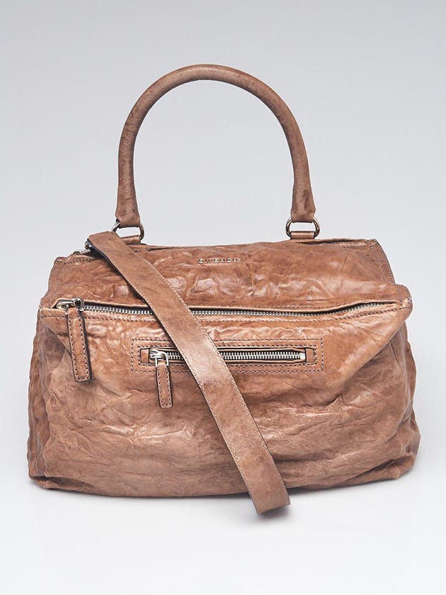 Givenchy Brown Wrinkled Sheepskin Leather Medium Pandora Bag