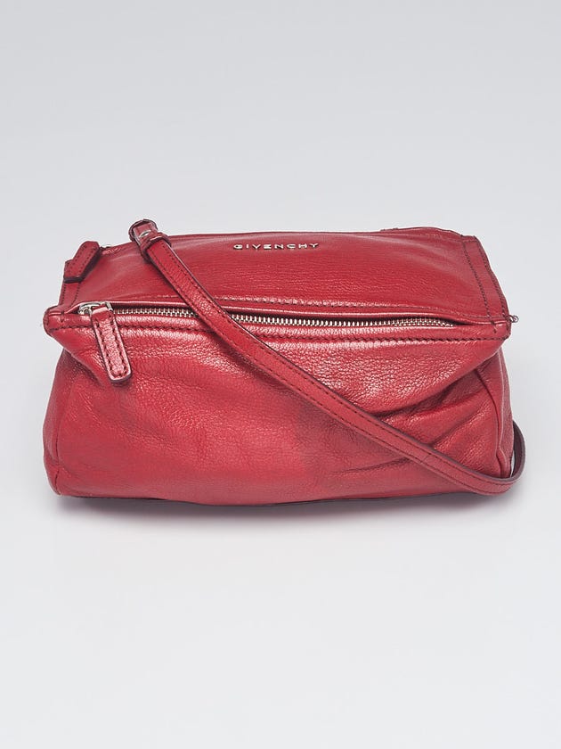 Givenchy Red Textured Sugar Goatskin Leather Mini Pandora Bag