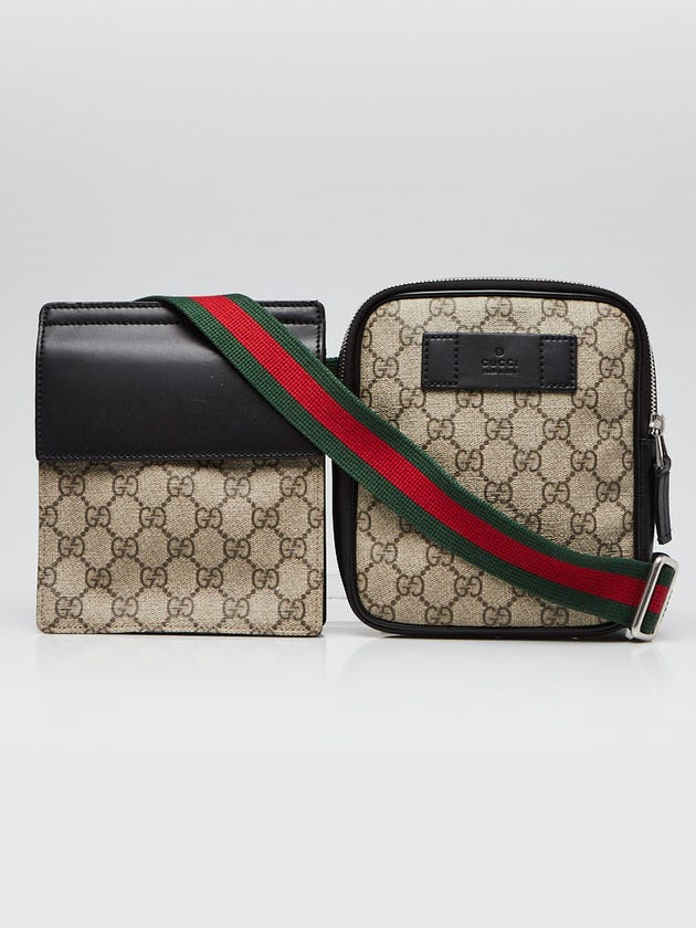 Gucci Beige/Brown GG Supreme Coated Canvas Two Pocket Belt Bag