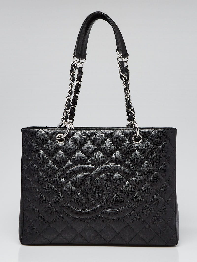 Chanel Black Quilted Caviar Leather Grand Shopping Tote Bag
