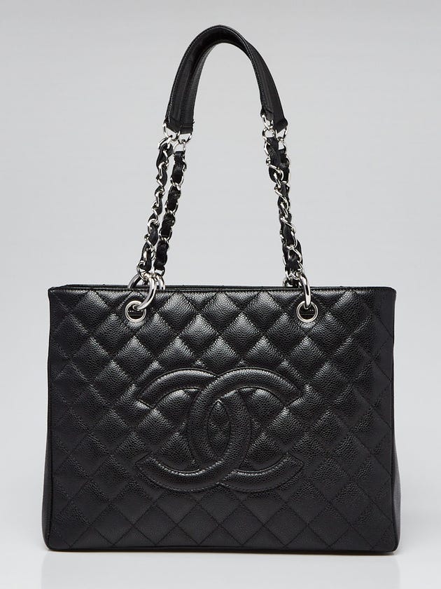 Chanel Black Quilted Caviar Leather Grand Shopping Tote Bag