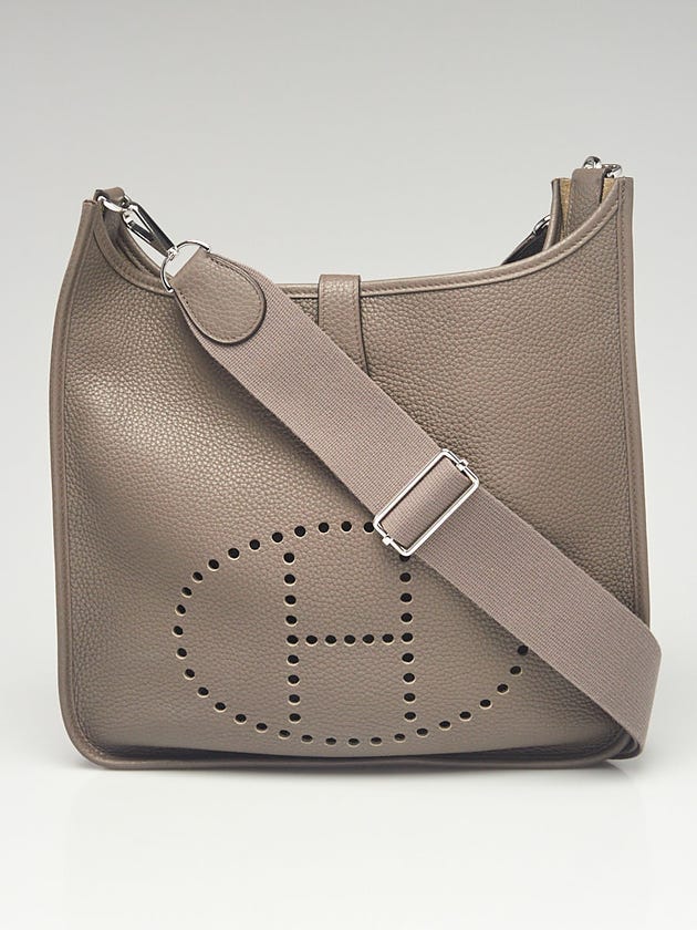 Hermes Etain Clemence Leather Evelyne GM III Bag