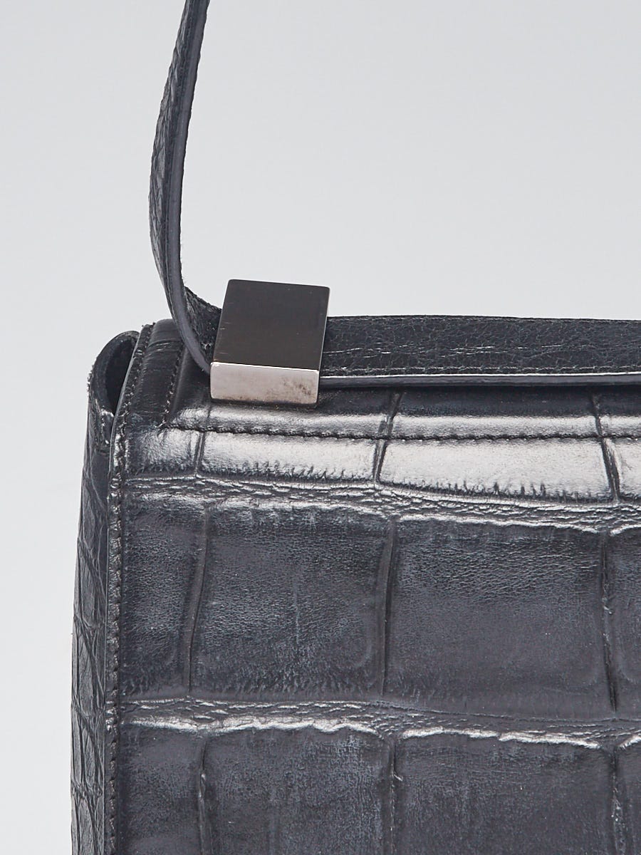 Givenchy Black Croc Embossed Leather Pandora Box Bag | Yoogi's Closet