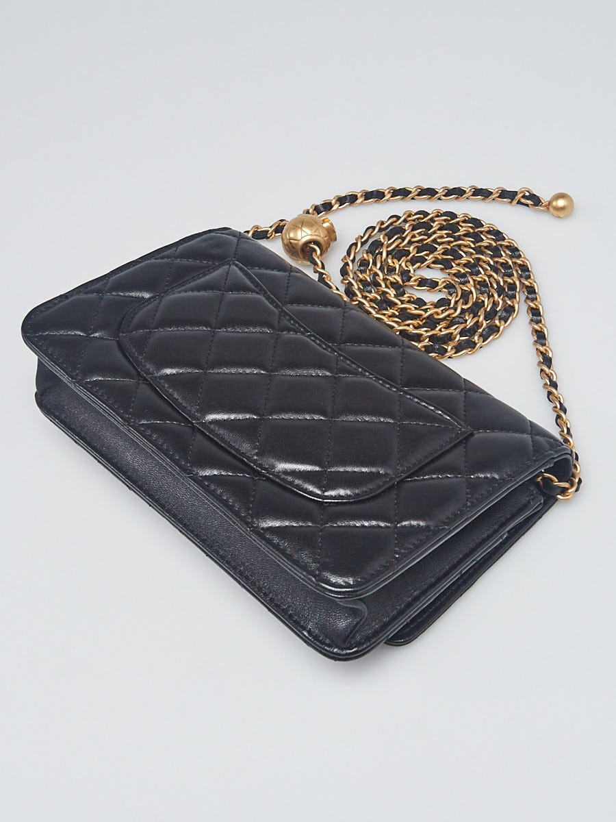 Chanel Black Quilted Lambskin Leather CC Pearl Crush WOC Clutch Bag -  Yoogi's Closet