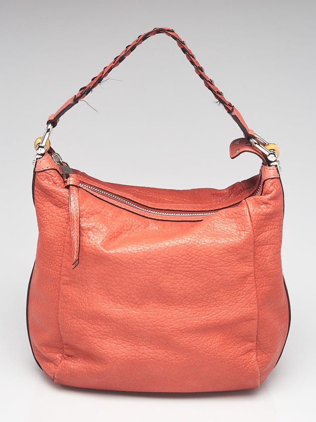 Gucci Pink Pebbled Leather Bamboo Bar Hobo Bag