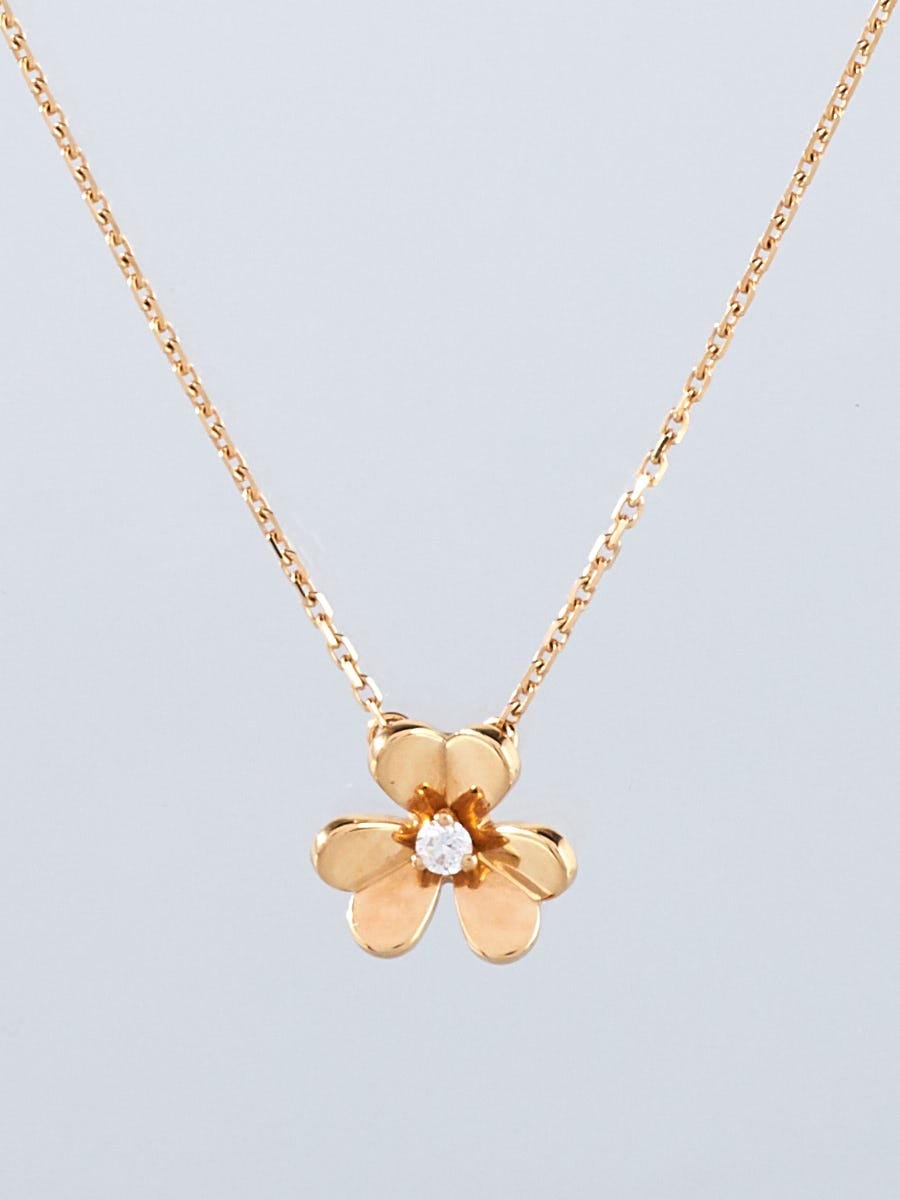 VAN CLEEF & ARPELS 18K Rose Gold Carnelian Sweet Alhambra Pendant Necklace  1380145 | FASHIONPHILE