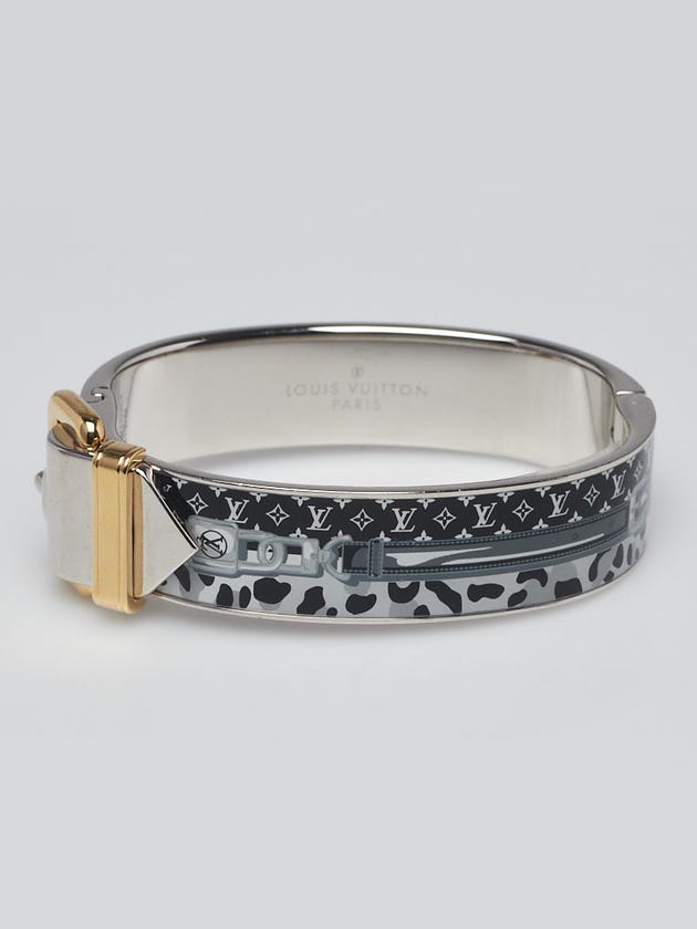Louis Vuitton Monogram Gris Metal Monogram Confidential Bracelet Size S