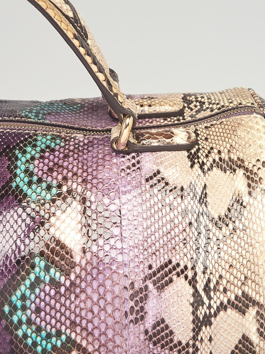 Gucci Beige/Purple Python Soho Boston Bag | Yoogi's Closet