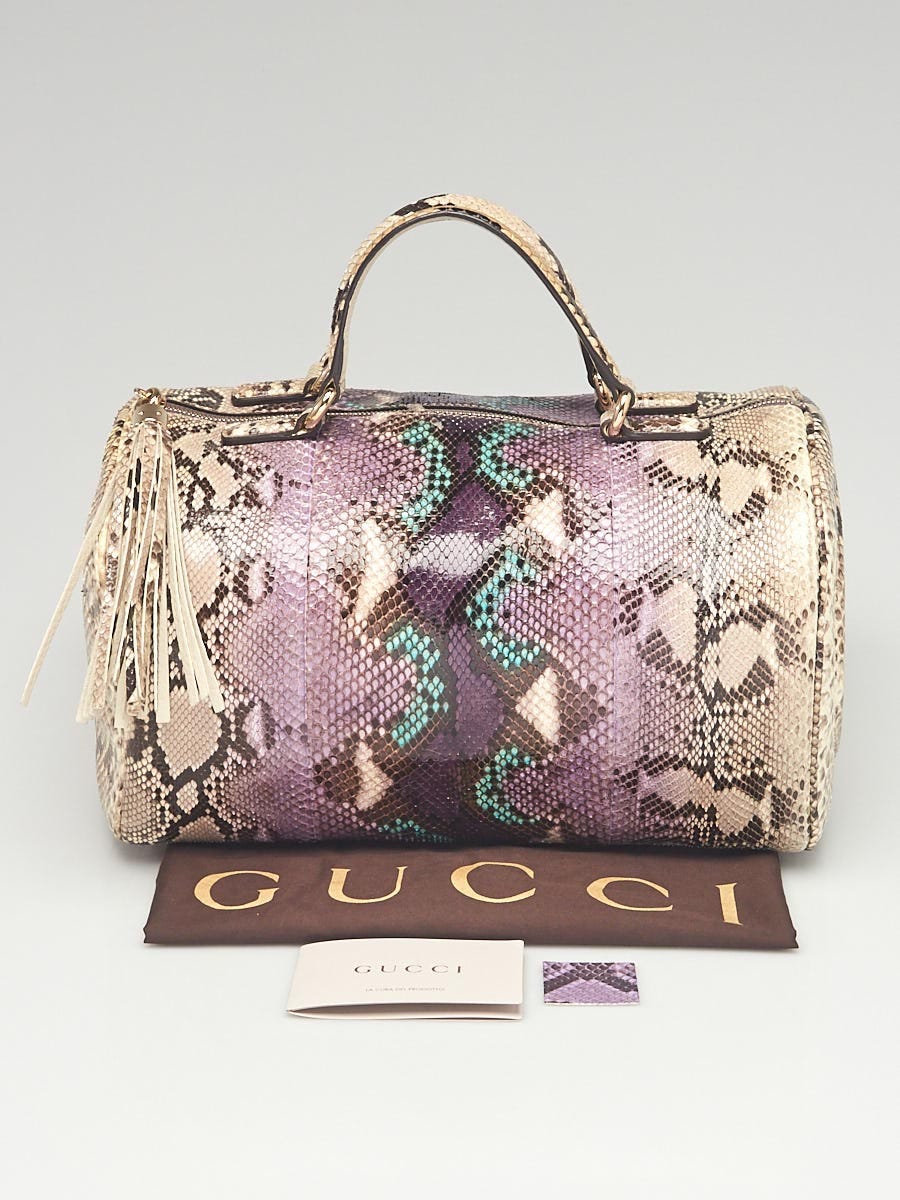 Gucci Beige/Purple Python Soho Boston Bag | Yoogi's Closet