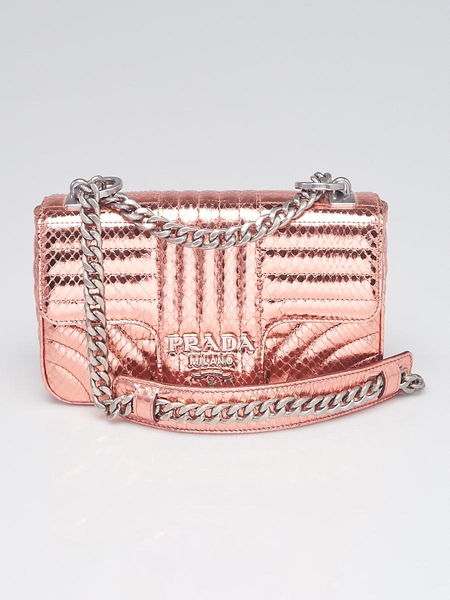 Prada Pink Saffiano Lux Leather Bow Wallet on Chain Clutch Bag - Yoogi's  Closet