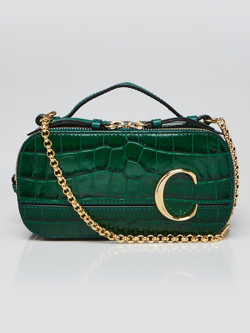 Chloe Woodsy Crocodile-Embossed Mini Vanity C Bag