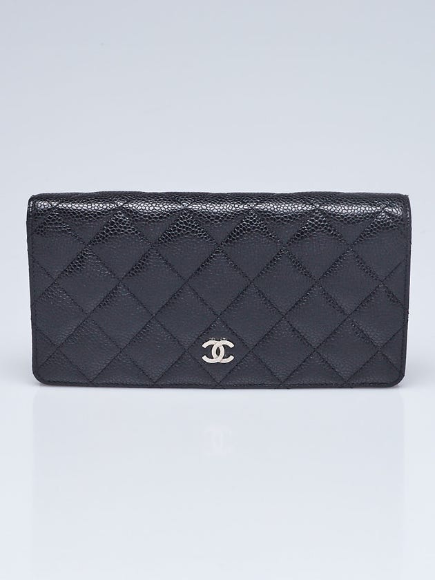 Chanel Black Quilted Caviar Leather L Yen Wallet