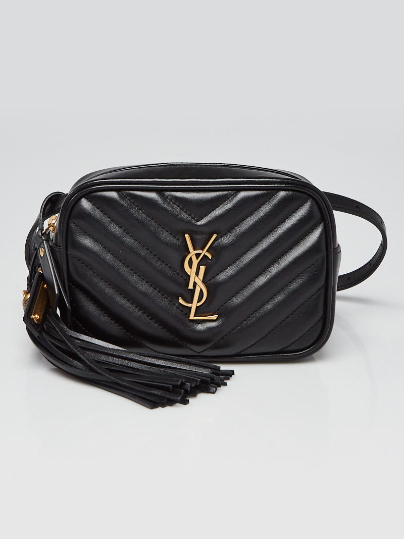Yves Saint Laurent Black Chevron Quilted Leather Lou Belt Bag - Yoogi's  Closet
