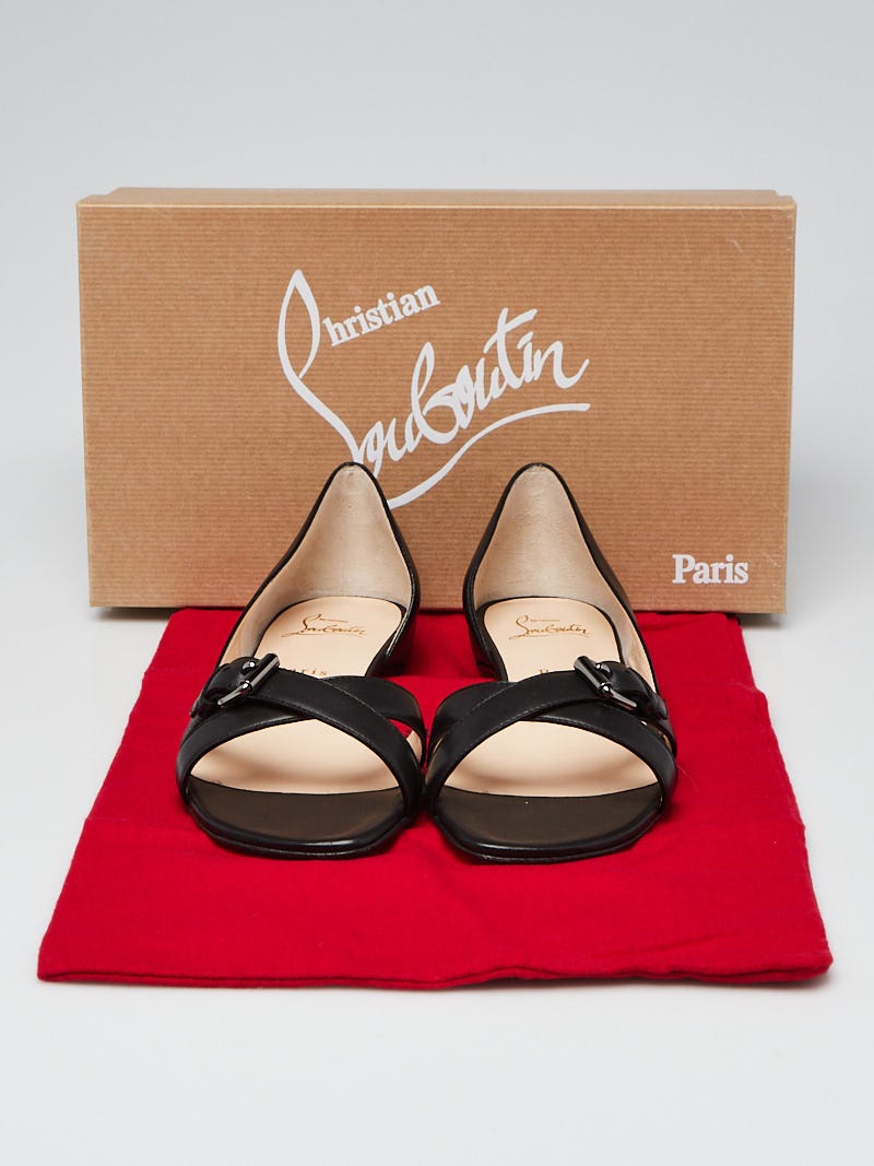 Christian Louboutin Black Calfskin Leather Atalanta Flats