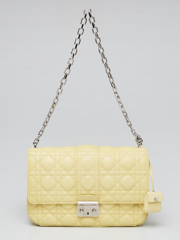 Christian Dior Yellow Cannage Quilted Lambskin Leather Miss Dior Medium Flap Bag