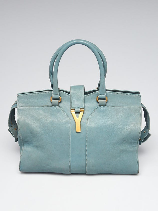Yves Saint Laurent Light Blue Calfskin Leather Medium Cabas ChYc Bag