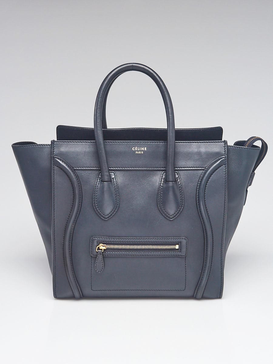 Celine Navy Blue Smooth Leather Mini Luggage Tote Bag