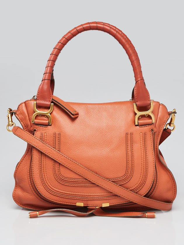 Chloe Orange Leather Medium Marcie Satchel Bag
