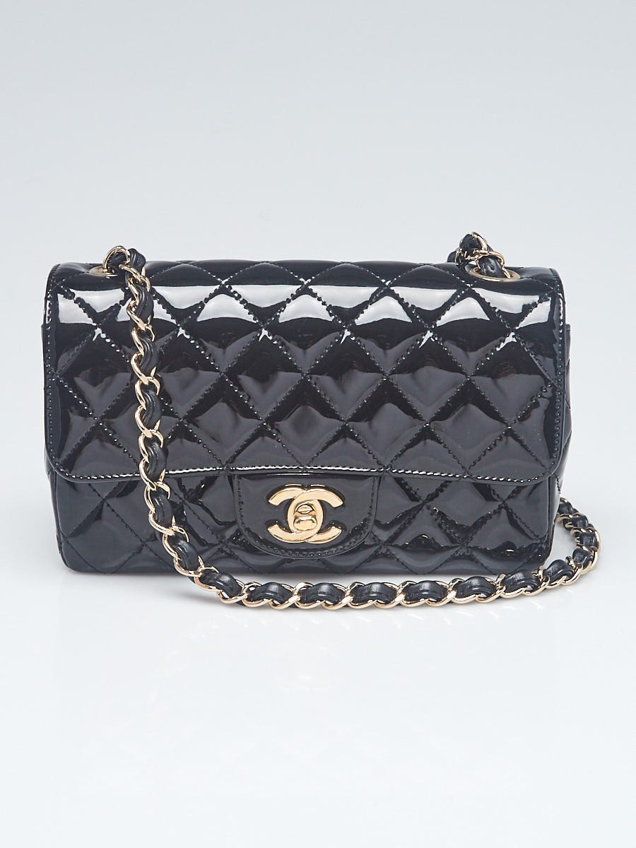 Chanel Black Quilted Patent Leather Classic New Mini Flap Bag 