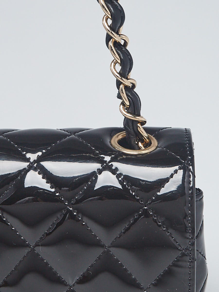 Chanel Black Quilted Patent Leather Classic New Mini Flap Bag
