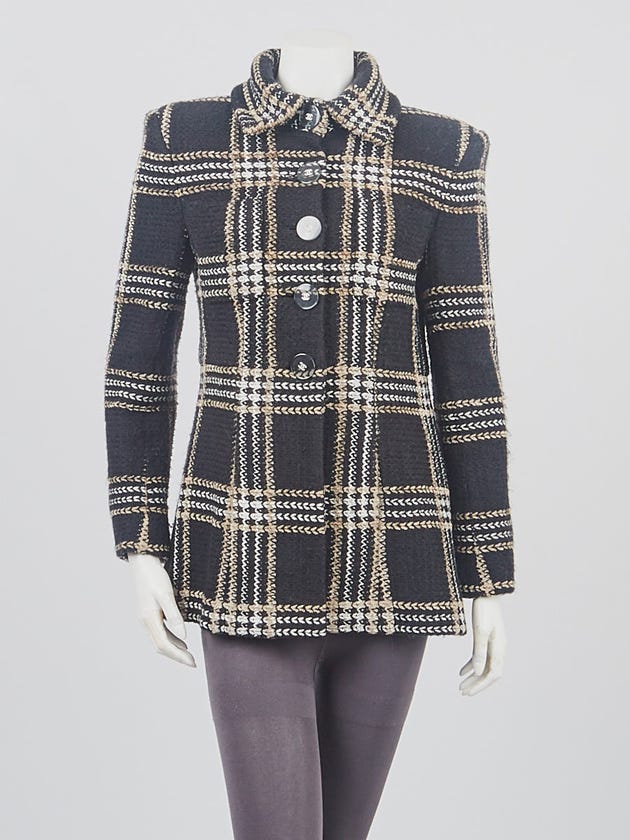 Chanel Beige/Black/Ecru Fantasy Tweed Jacket Size 8/40