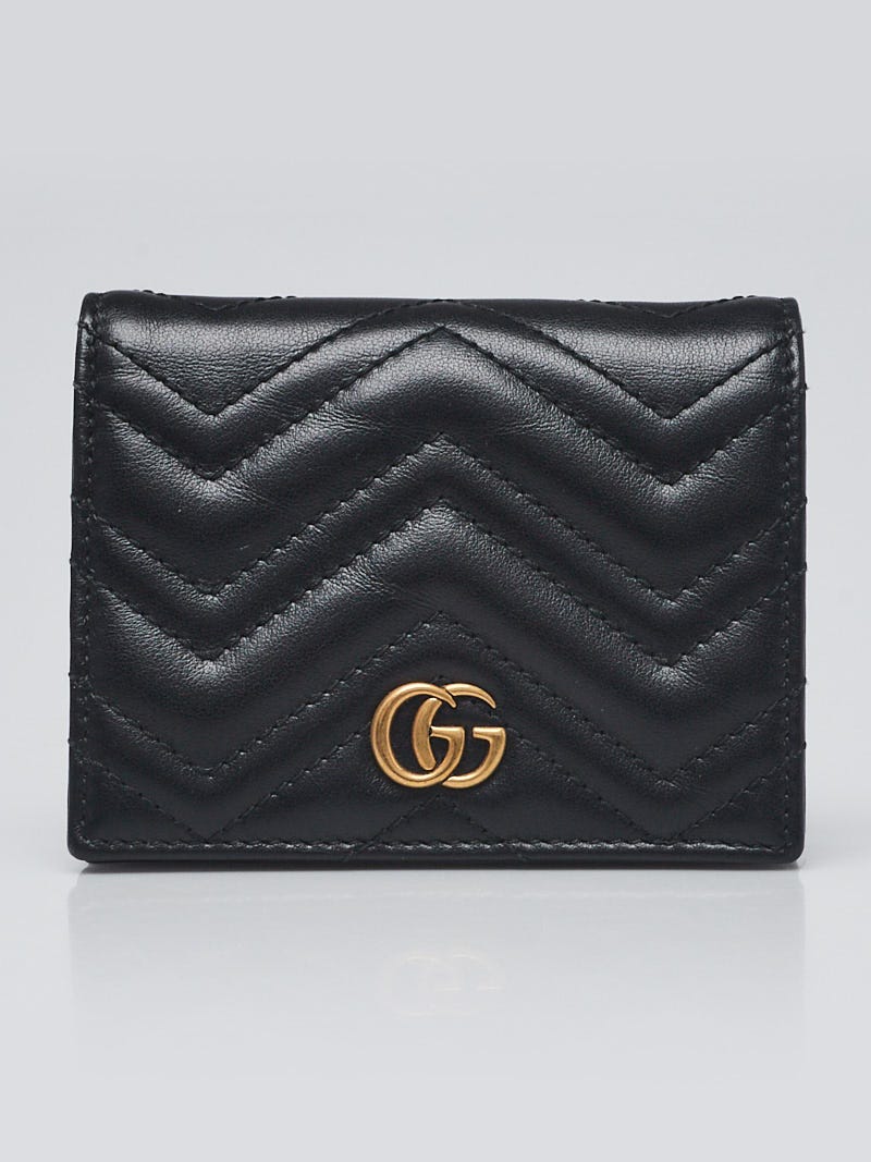 Black Leather GG Marmont Long Id Wallet