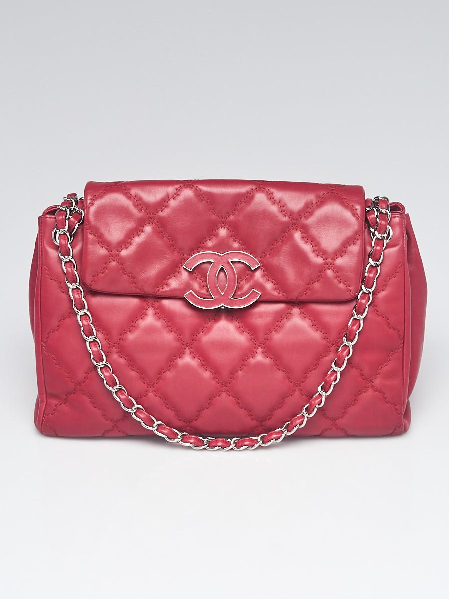 Chanel Red Quilted Calfskin Leather Hampton Large Flap Tote Bag