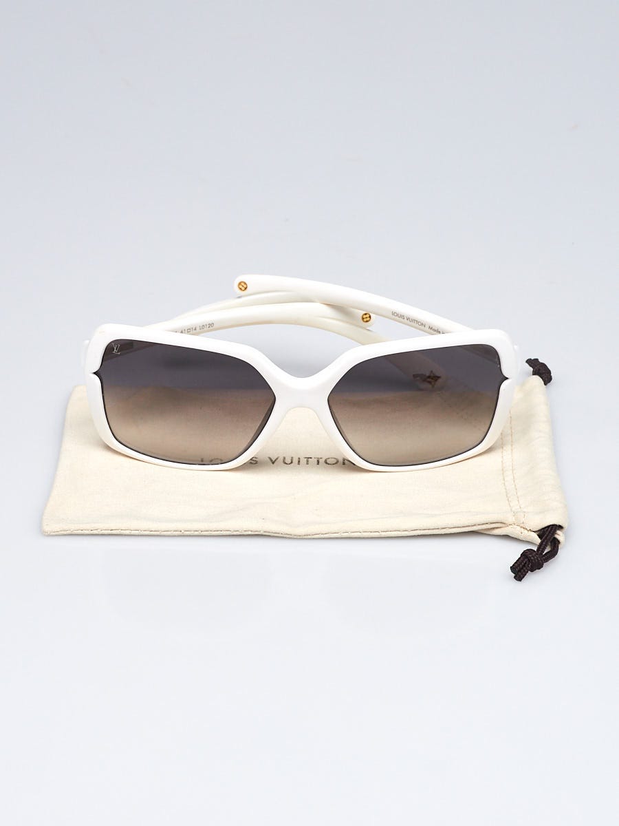 Louis Vuitton White Resin Frame Flore Carre Sunglasses - Yoogi's Closet