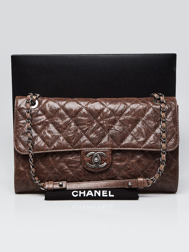 Chanel Brown Quilted Glazed Caviar Leather Crave Jumbo Flap Bag - Yoogi's  Closet