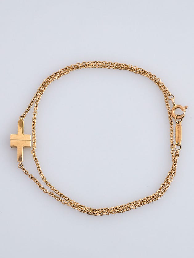 Tiffany & Co. 18k Yellow Gold Tiffany T Double Chain Bracelet