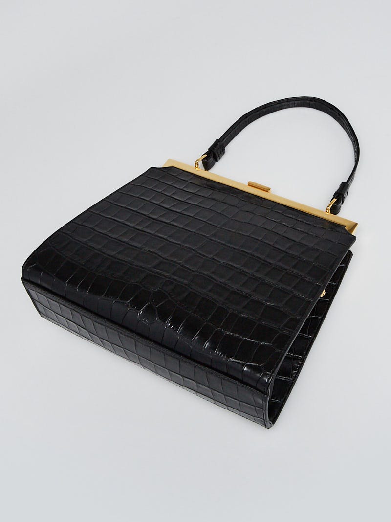 Mansur Gavriel Elegant Leather Top-Handle Bag in Black