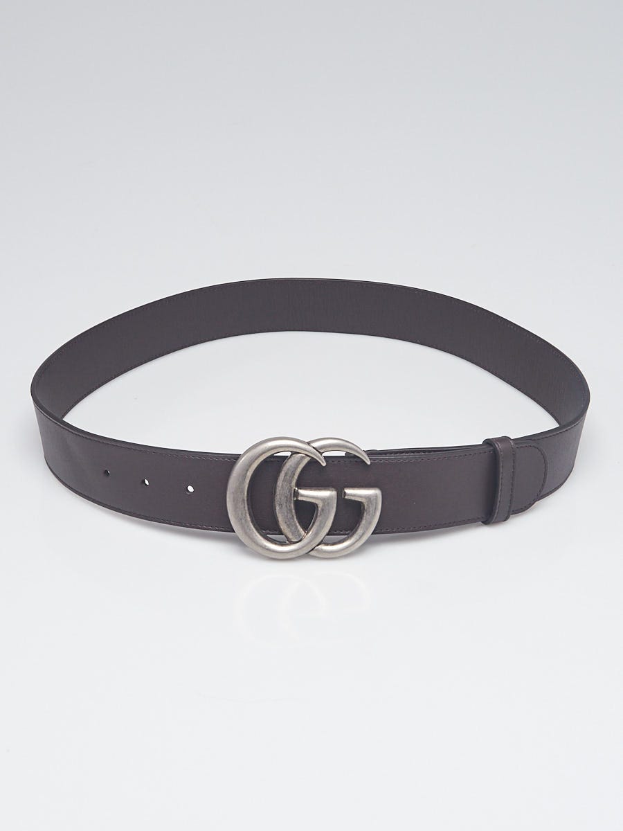 Gucci Dark Brown Smooth Leather Double G Belt Size 90/36 | Yoogi's