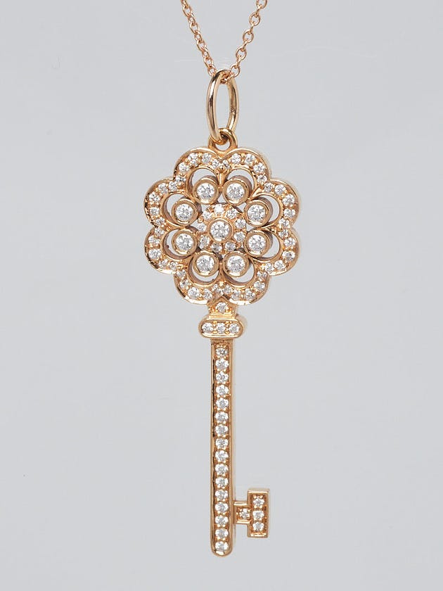 Tiffany & Co. 18k Rose Gold and Diamond Tiffany Keys Flower Key Pendant