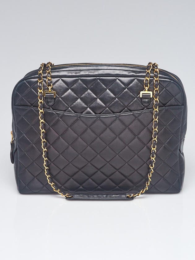 Chanel Black Quilted Lambskin Leather Large Camera Case Bag
