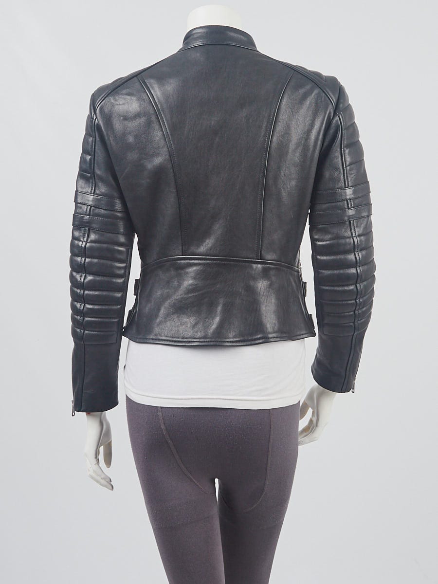 Celine Black Leather Biker Jacket Size 8/40 - Yoogi's Closet