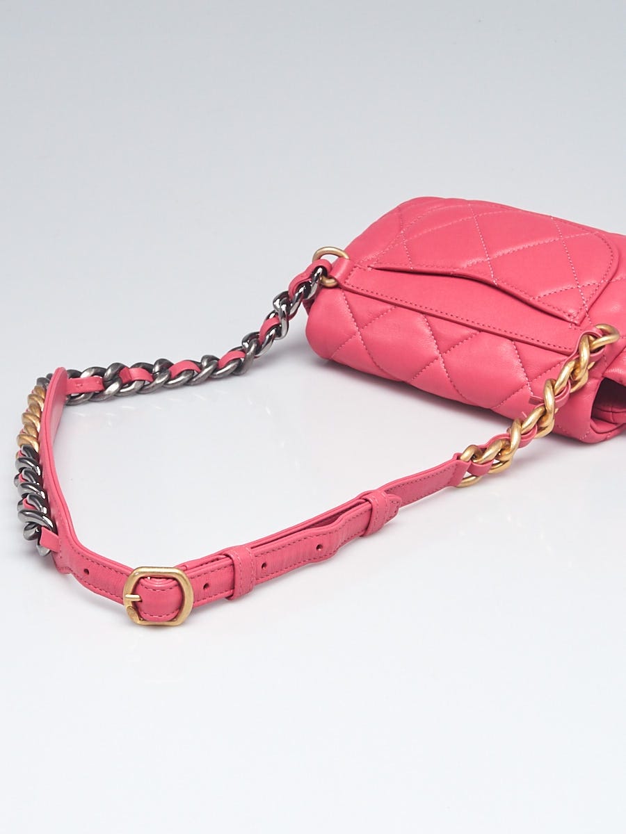 Chanel Pink Quilted Lambskin Leather Chanel 19 Waist Bag - Yoogi's Closet