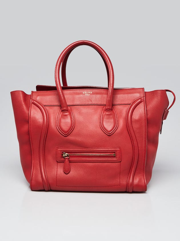 Celine Red Leather Mini Luggage Tote Bag